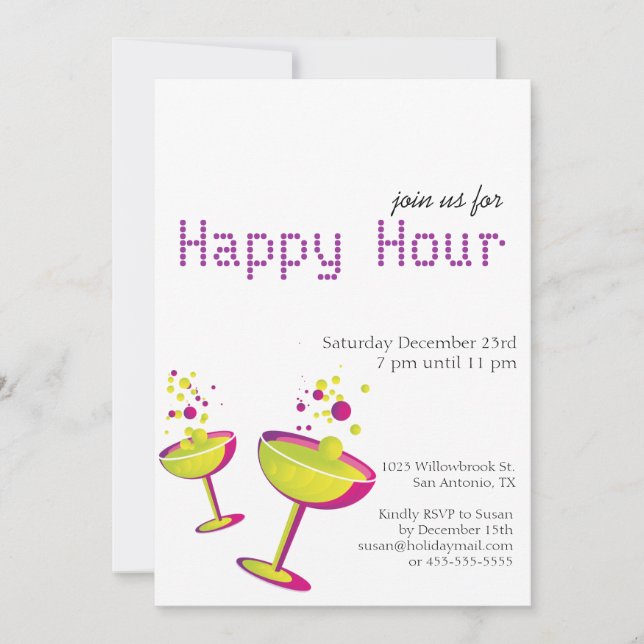 Invitation de la fête des cocktails Happy Hour (Devant)