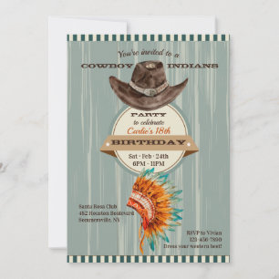 Invitation de la fête des cowboys et indiens