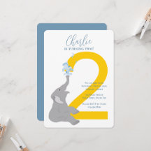 Invitation de la fête des éléphants gris modernes 