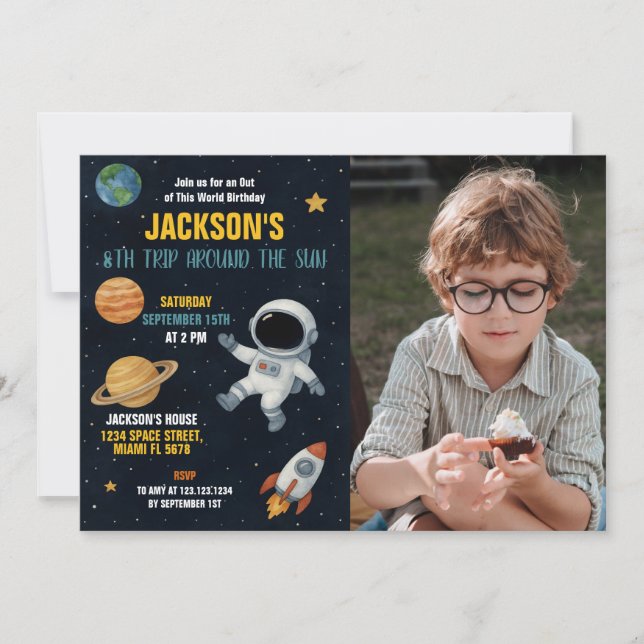 Invitation de la fête des fusées Cute Galaxy avec  (Devant)