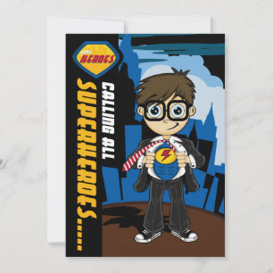 Invitation de la fête des garçons de Cute Superher