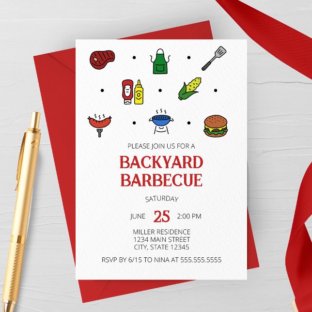 Invitation de la fête des icônes Barbecue (Créateur téléchargé)