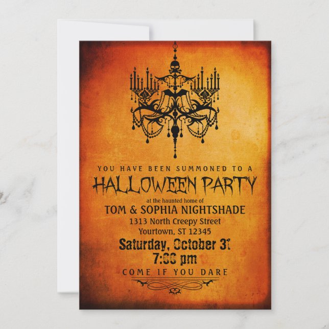 Invitation de la fête des lustres d'Halloween (Devant)