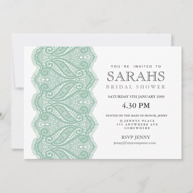 Invitation de la Fête des mariées de dentelle blan (Devant)