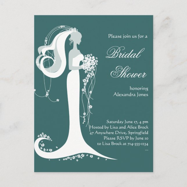 Invitation de la Fête des mariées de mariée élégan (Devant)