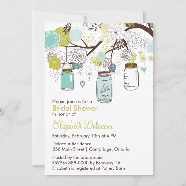 Invitation de la Fête des mariées Florale de print (Devant)