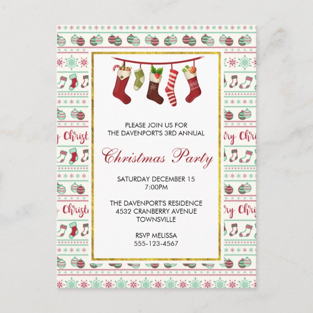 Invitation de la fête des Motifs de Noël moche (Devant)