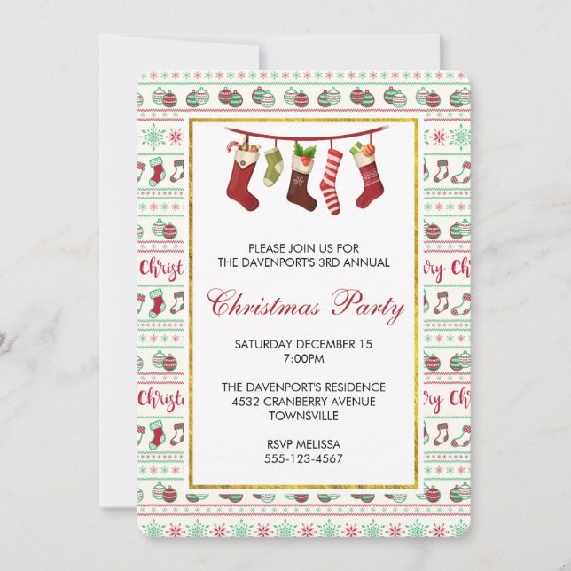 Invitation de la fête des Motifs de Noël moche (Devant)