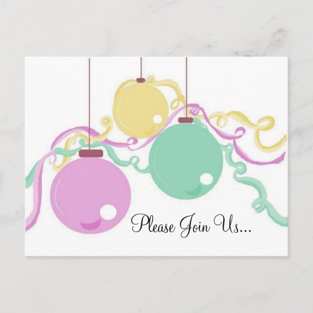 Invitation de la fête des ornements de vacances (Devant)