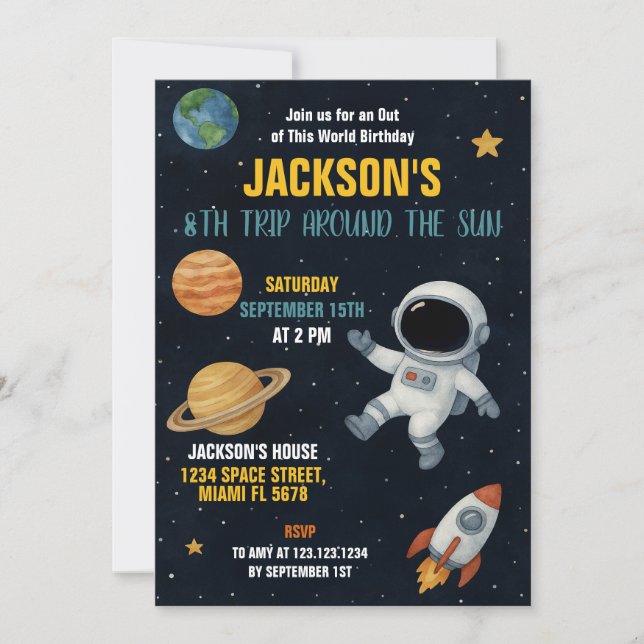 Invitation de la fête des roquettes de Cute Galaxy (Devant)