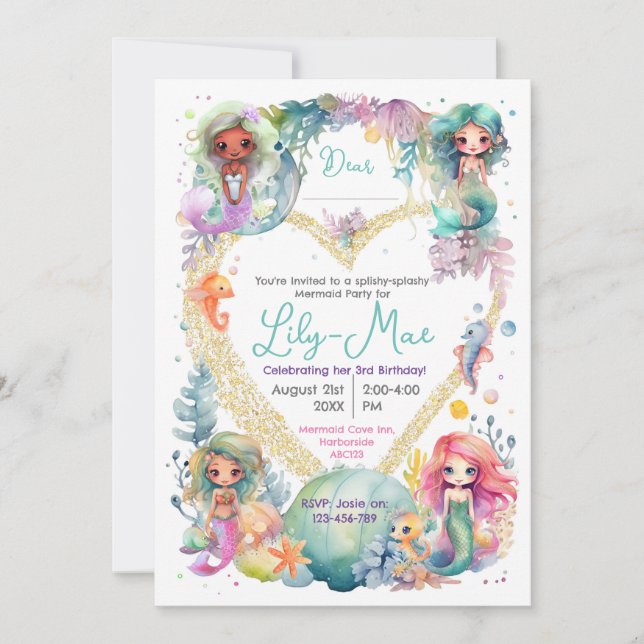 Invitation de la Fête des Sirènes Colorée (Devant)