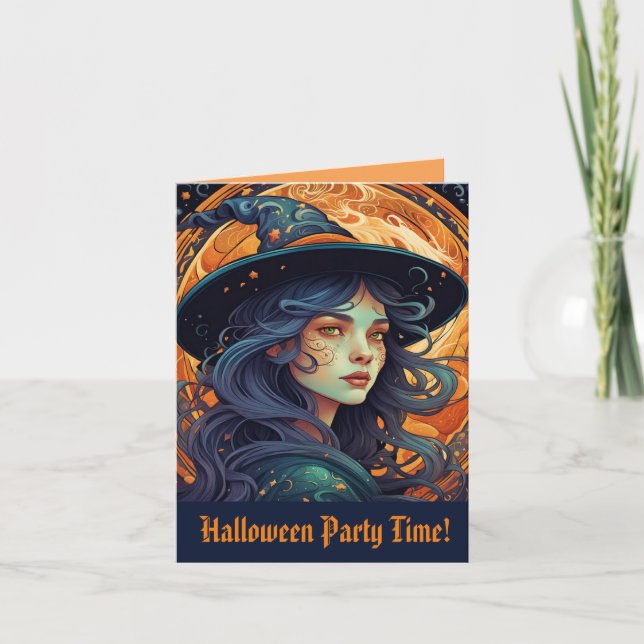 Invitation de la fête des sorcières d'Halloween (Devant)