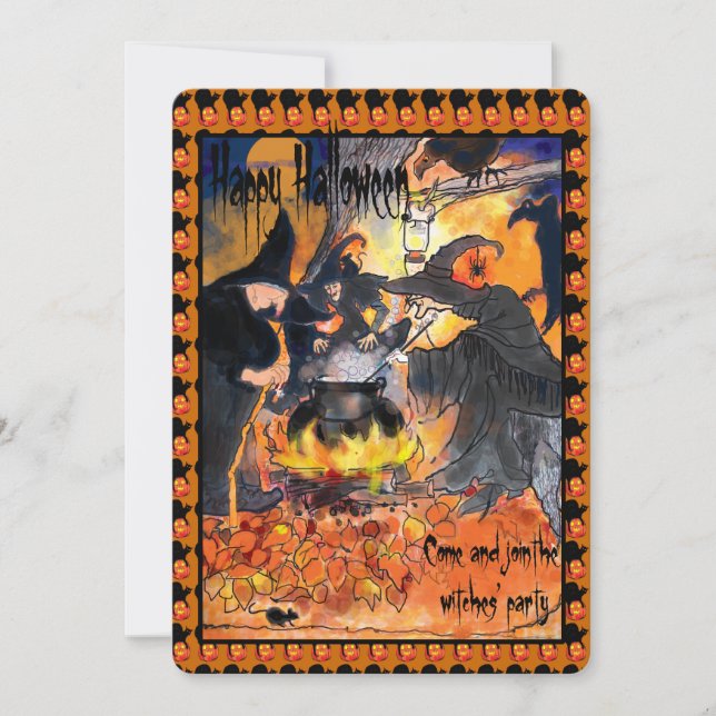 Invitation de la fête des sorcières d'Halloween (Devant)
