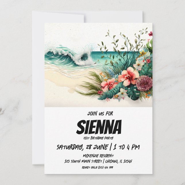 Invitation de la fête d'été de plage (Devant)