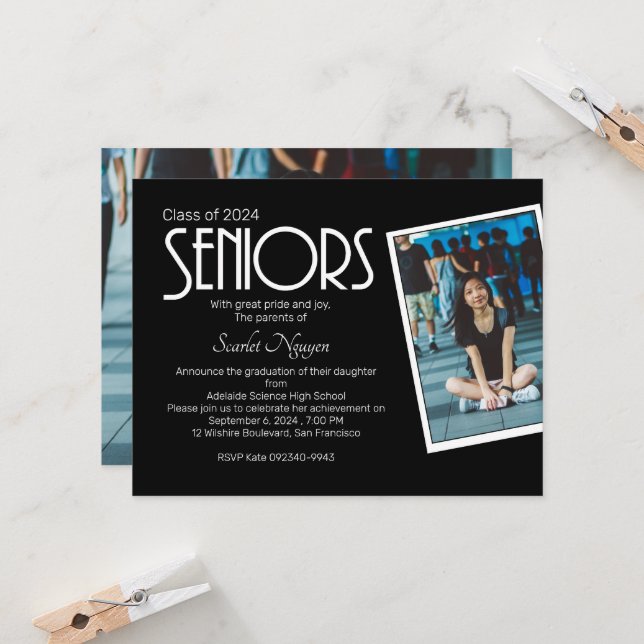 Invitation de la fête d'études pour les aînés simp (Devant/Arrière en situation)