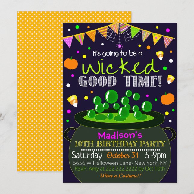 Invitation de la fête d'Halloween (Devant / Derrière)