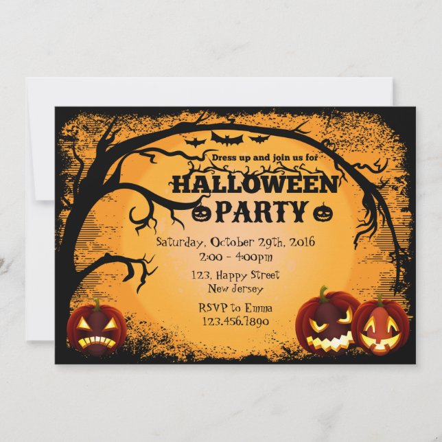 Invitation de la fête d'Halloween (Devant)