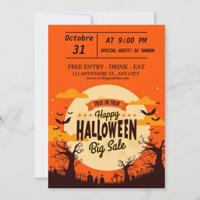  Invitation de la fête d'Halloween (Devant)