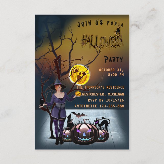 Invitation de la fête d'Halloween (Devant)