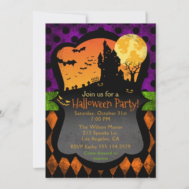 Invitation de la fête d'Halloween (Devant)