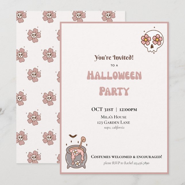 Invitation de la fête d'Halloween (Devant / Derrière)