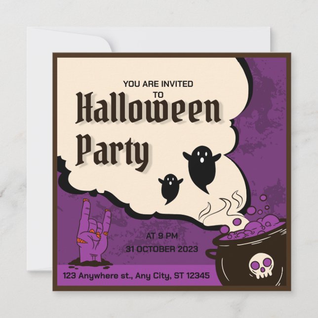 Invitation de la fête d'Halloween (Devant)