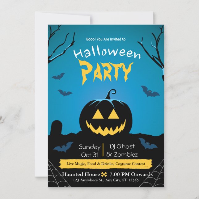 Invitation de la fête d'Halloween (Devant)