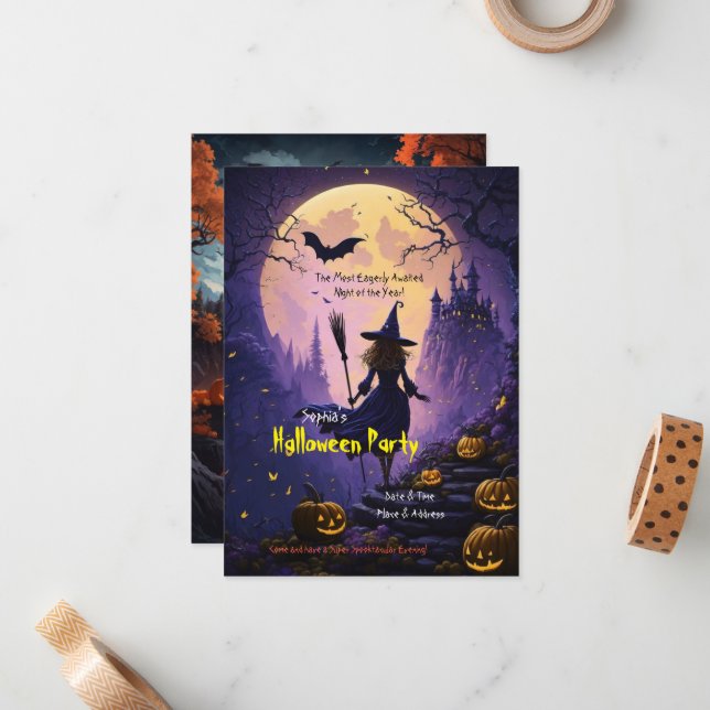 Invitation de la fête d'Halloween (Devant/Arrière en situation)