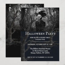 Invitation de la fête d'Halloween à crâne d'oiseau