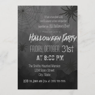 Invitation de la fête d'Halloween Araignées