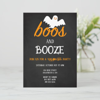 Invitation de la fête d'Halloween Boos et Booze