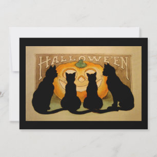 Invitation de la fête d'Halloween Chat Noir