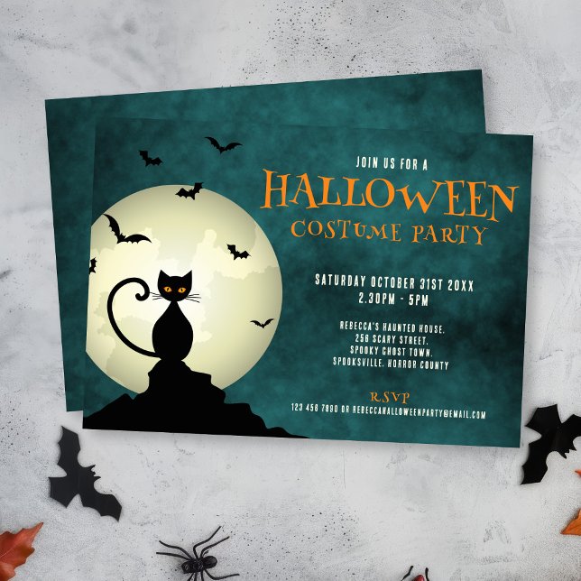 Invitation de la fête d'Halloween Chat Noir (Créateur téléchargé)