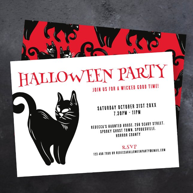 Invitation de la fête d'Halloween Chat Noir (Créateur téléchargé)