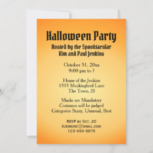 Invitation de la fête d'Halloween Chat Noir