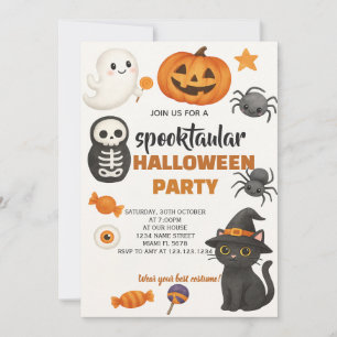Invitation de la fête d'Halloween Chat Noir