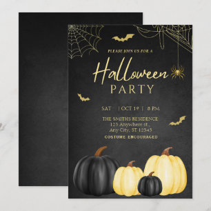 Invitation de la fête d'Halloween Citrouille noir