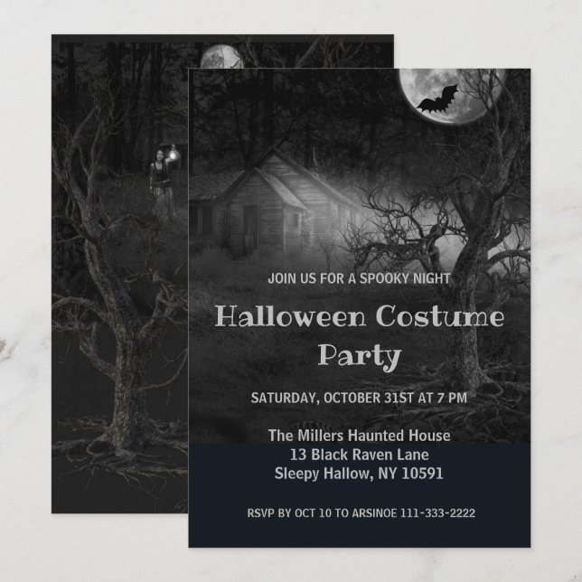 Invitation de la fête d'Halloween de la forêt de G (Devant / Derrière)