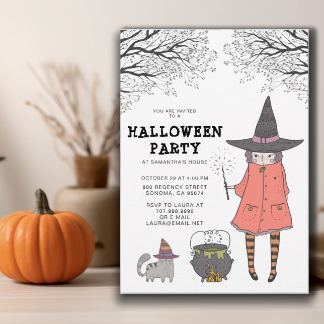 Invitation de la fête d'Halloween de Witch Kid (Créateur téléchargé)