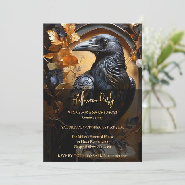 Invitation de la fête d'Halloween du Corbeau noir (Debout devant)