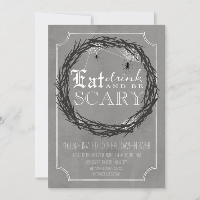 Invitation de la fête d'Halloween effrayant (Devant)