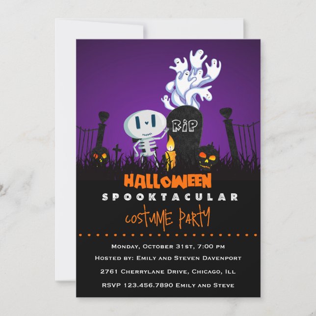 Invitation de la fête d'Halloween éffrayant Gravey (Devant)