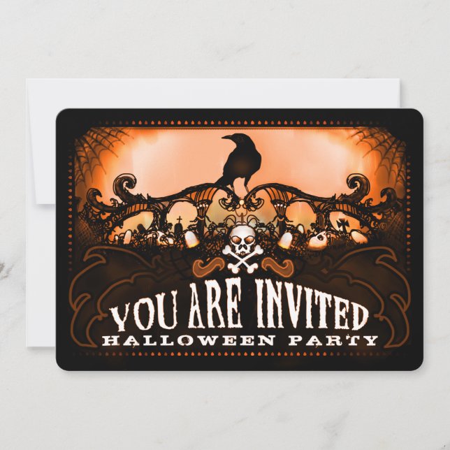 Invitation de la fête d'Halloween Éffrayant Orange (Devant)