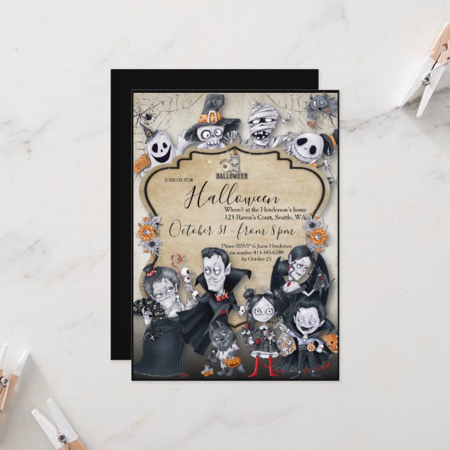Invitation de la fête d'Halloween éffrayante (Devant/Arrière en situation)