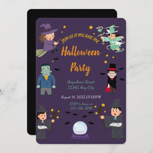 Invitation de la fête d'Halloween éffrayante (Devant / Derrière)