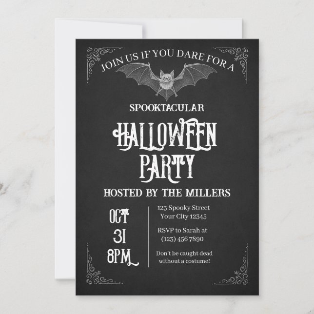 Invitation de la fête d'Halloween éffrayante chauv (Devant)