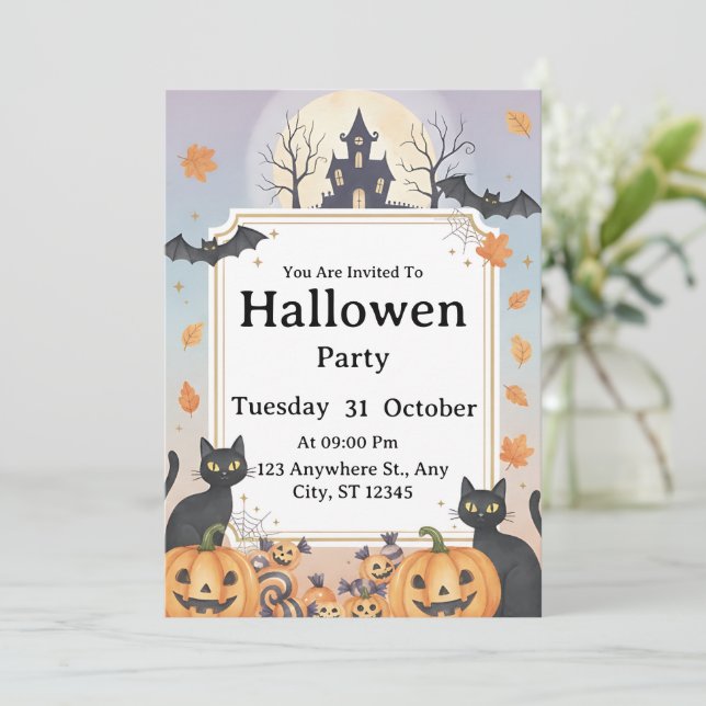 Invitation de la fête d'Halloween éffrayante | Tex (Debout devant)