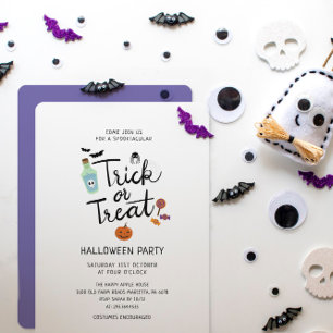 Invitation de la fête d'Halloween Fantôme Chat Noi