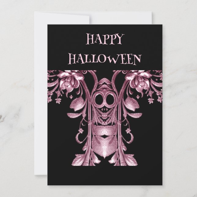 Invitation de la fête d'Halloween Ghost rose (Devant)