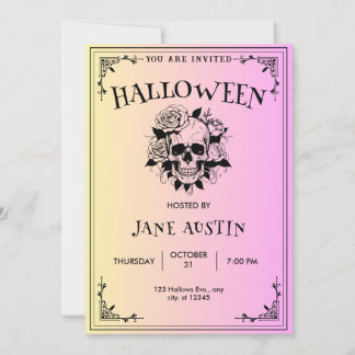 Invitation de la fête d'Halloween gothique rose Vi